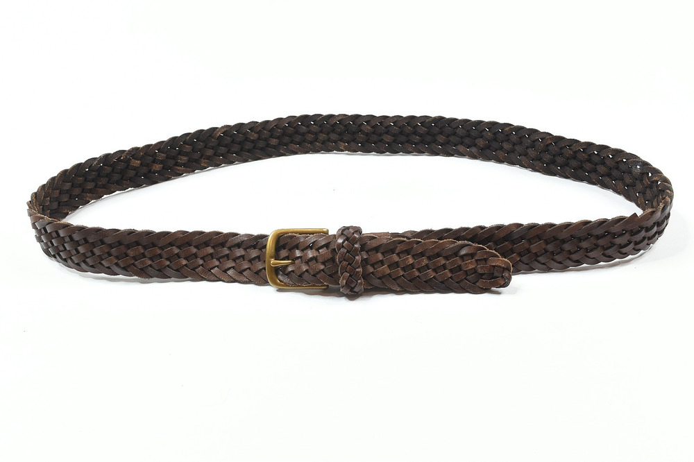 Polo Ralph Lauren Braided Woven Belt Mens 42 Mahogany Brown Leather Classic